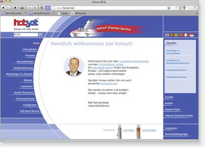 Internetauftritt HOTSET GmbH